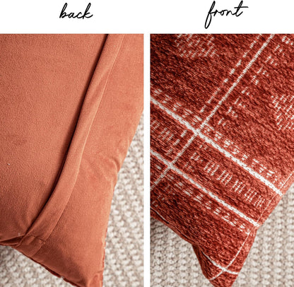 Decorative Lumbar Pillow Cover 14X36, Long Decorative Throw Pillow for Bed, Terracotta Rust Red Boho Textured Chenille Accent Pillowcase for Bedroom Home Décor (Cover Only)7