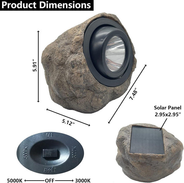 Rock Solar Garden Lights, Super Bright Solar Spot Lights, Solar Powered Landscape Lights Outdoor Decorative Waterproof LED Lights for Pathway, Walkway, Yard3