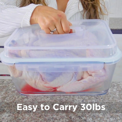 6500 ML / 220 Oz / 28 Cup LARGE Glass Food Storage Container with Airtight Locking Lid. Ideal Storing Food, Vegetables, Fruits. Baking Casserole, Lasagna, Roasting Turkey, Chicken BPA Free Oven Safe2