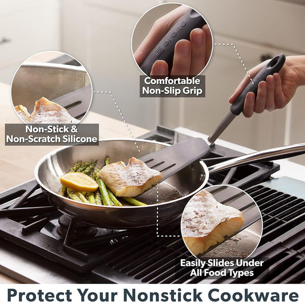 DI ORO Chef Series Silicone Turner Spatula Set - 600F Heat Resistant, 3-Pc2