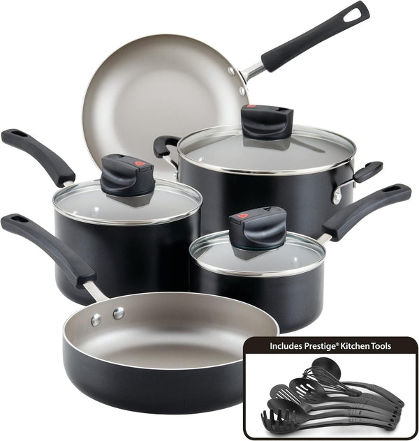 Smart Control Nonstick Cookware Pots and Pans Set, 14 Piece, Black1
