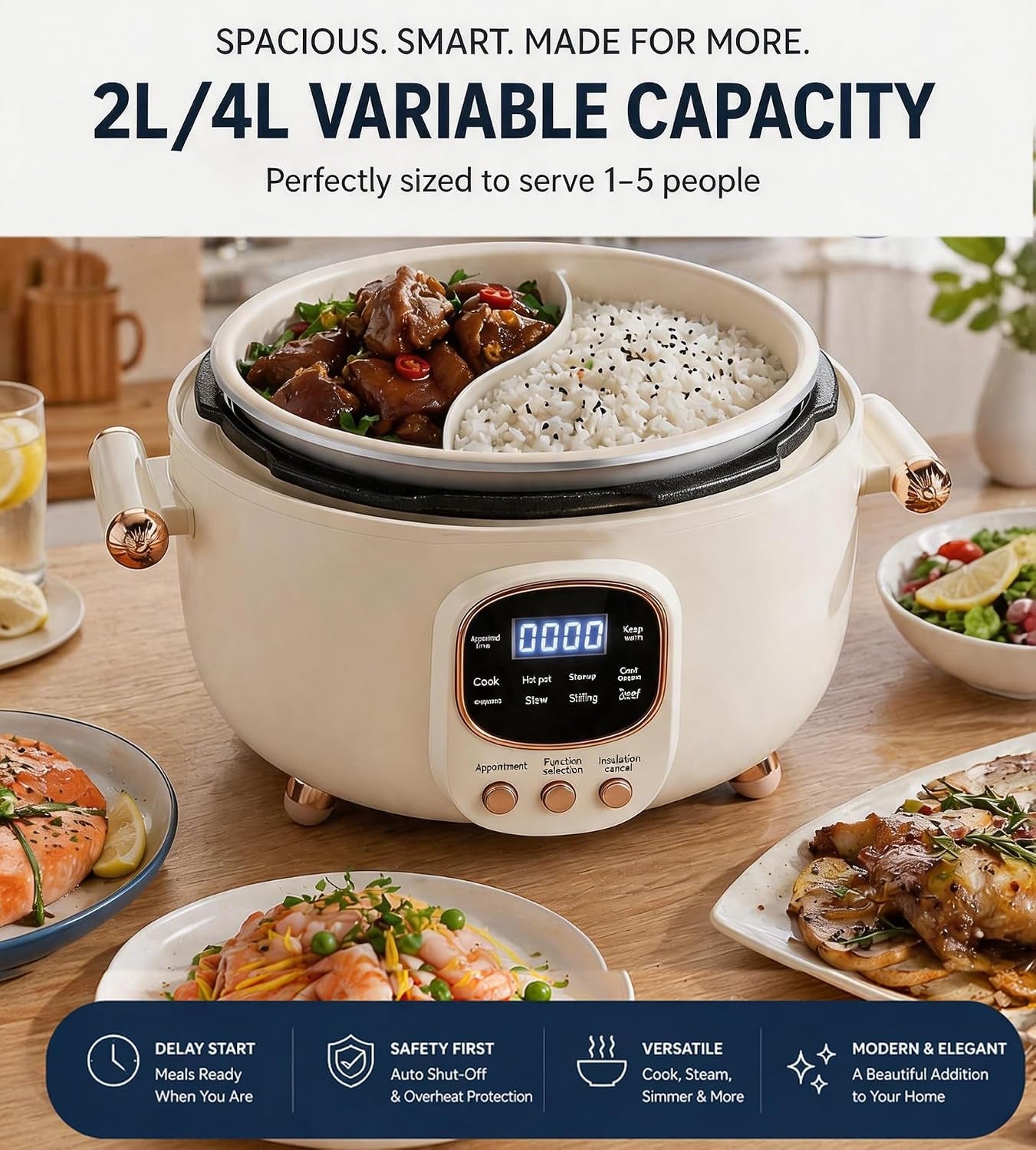 4-2qt-electric-pressure-cooker-smart-multi-cooker-10-in-1-innovative-3-compartment-rice-cooker-1000w-hot-pot-with-24h-timer-70kpa-fast-cooking-non-stick-inner-pots-heat-preservation-110v-white