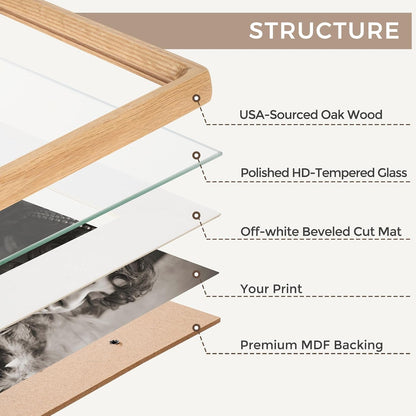11X14 Picture Frame, Usa-Sourced Oak Wood Photo Frames with HD Tempered Glass, Handcrafted Rounded Corner 11 X 14 Wooden Frames Matted to 8X10 Photos, 11X14 Frame, Horizontal or Vertical Wall Display4