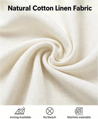 Table Cloth Rectangle Table 55" X 90" Linen Look Texture Cotton Tablecloth Waterproof Wrinkle Free Heavy Duty Tables Cover with Tassel for Kitchen Dining Holiday Party, Ivory3