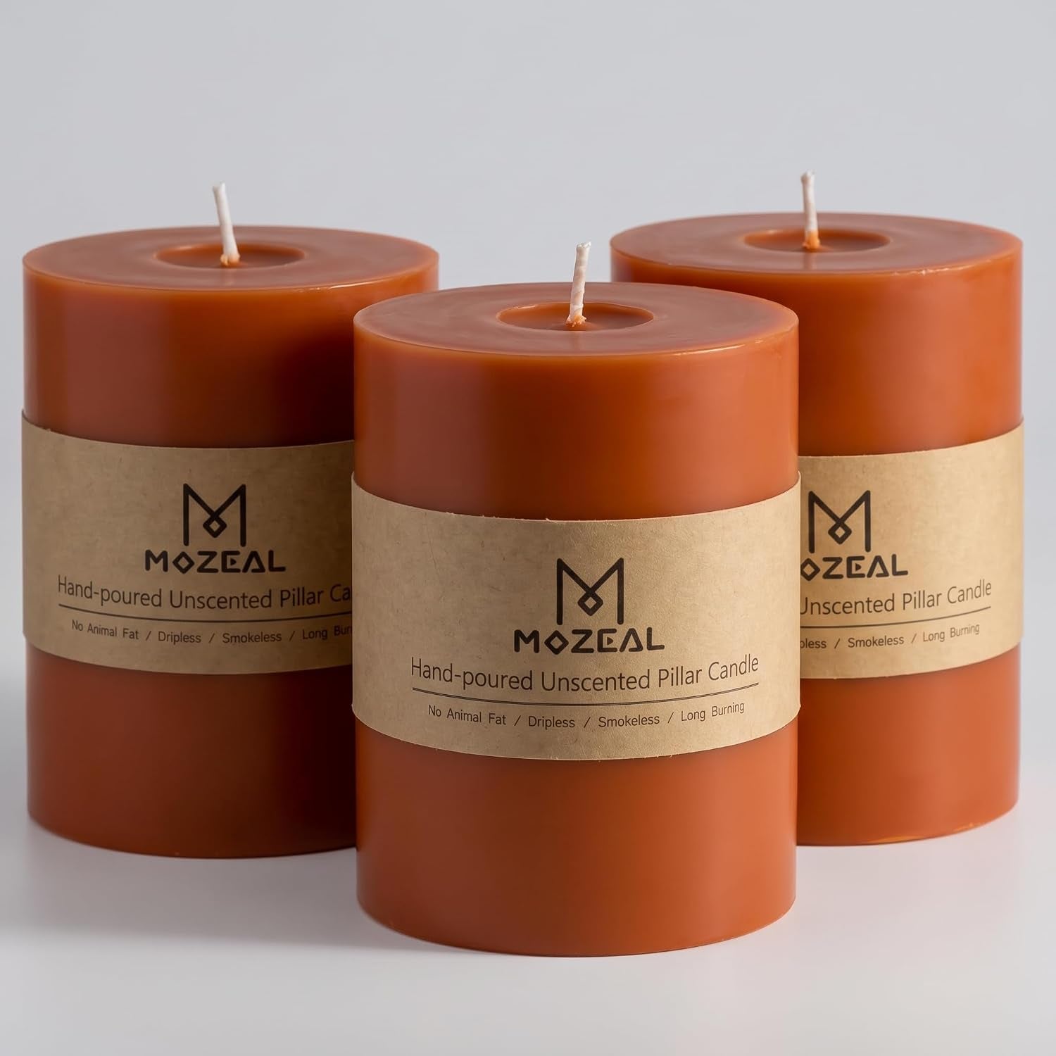 3-x-4-hand-poured-unscented-candle-dripless-pillar-candle-set-of-3-long-clean-burning-approx-72-hours-burn-time-rustic-country-style-wedding-autumn-home-decor-burnt-orange