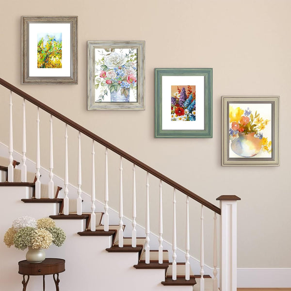8X10 Picture Frame Set of 4, Rustic Farmhouse Picture Frames for Table or Wall Hanging7