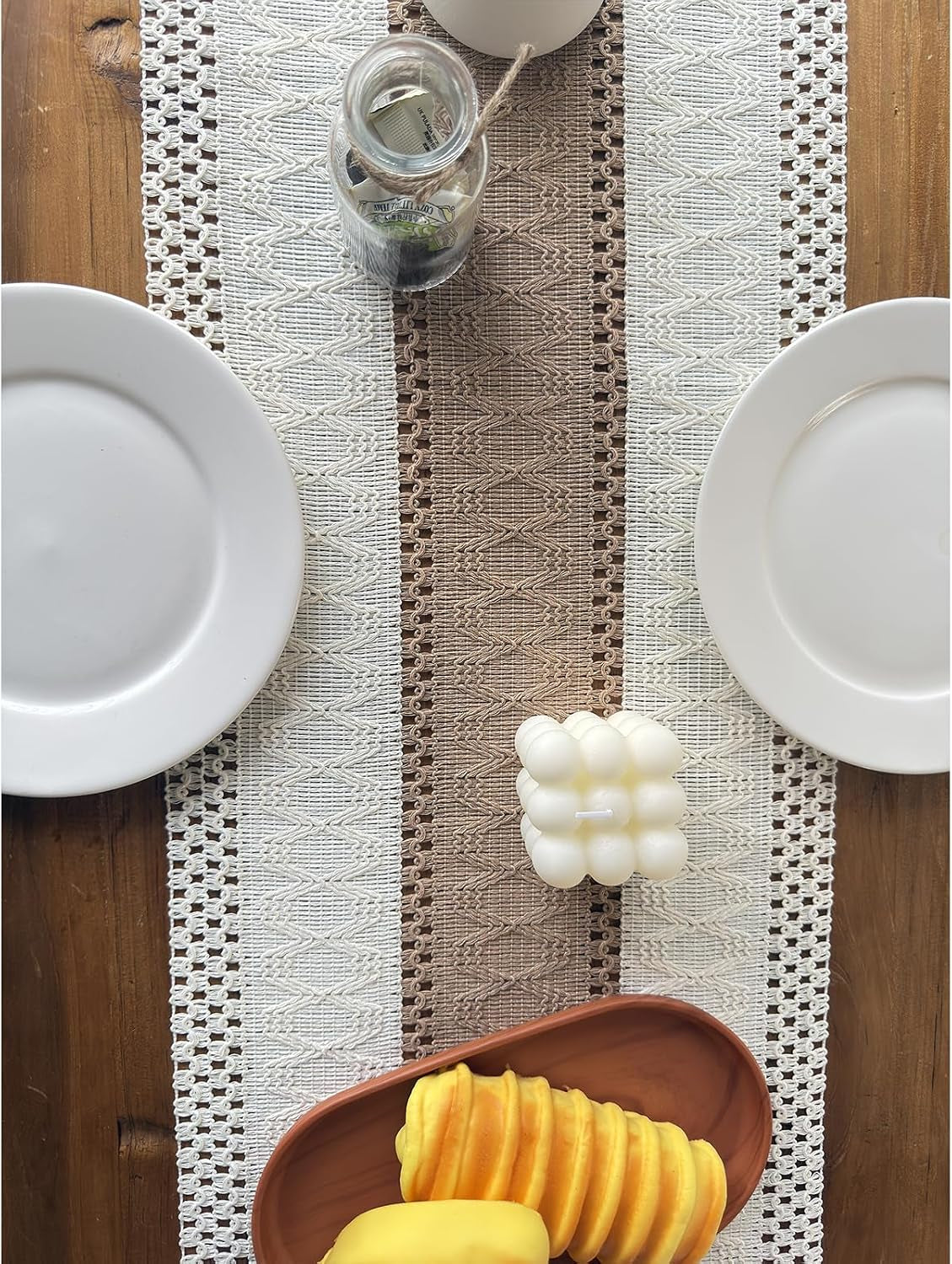 boho-table-runner-for-fall-home-decor-with-tassels-72-inches-farmhouse-rustic-cream-brown-table-runners-for-bohemian-kitchen-summer-dining-table12x72in-fringe-included