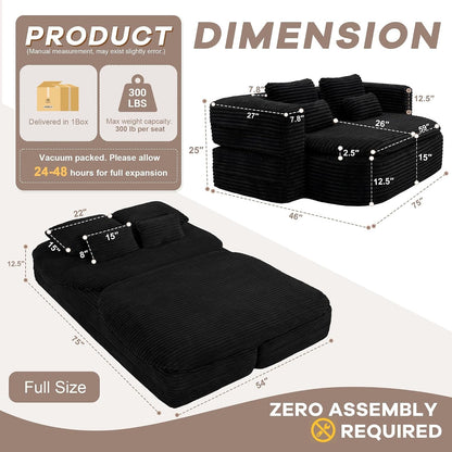 75'' Folding Sleeper Sofa Bed, Memory Foam Boneless Couch2