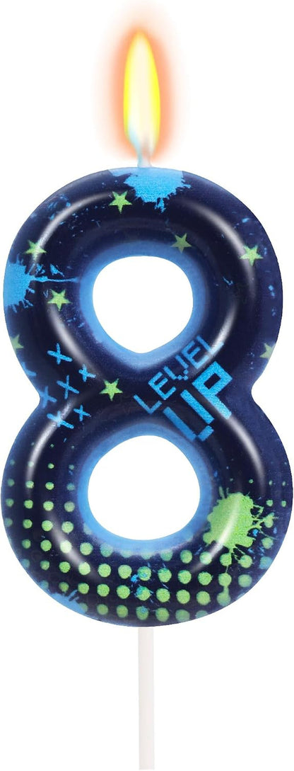 STG Number 8 Birthday Candle, Video Game Birthday Decorations1