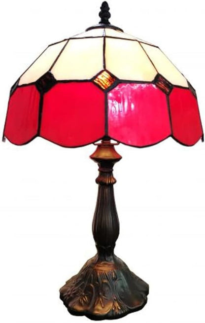 Red and White Genuine Stained Glass Shade & Lamp Base - Perfect for a Living Room, Bedroom, Office, & More2
