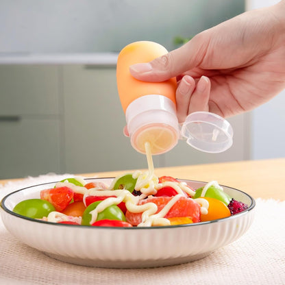 2 Oz Condiment Squeeze Bottles, Leakproof Salad Dressing Container | 4 Pack Silicone Salad Dressing Container to Go with Snack Storage Bag, Sauce Bottles for Lunch Box, Ketchup, Syrup, Candies8