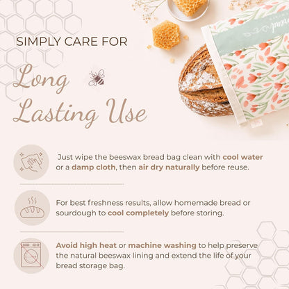 Beeswax Sourdough Bread Bags for Homemade Bread, 2 Packs XL Reusable Organic Beeswax Linen Cotton Sourdough Bag, Keep Loaves Fresh Longer, Homesteading Essentials7