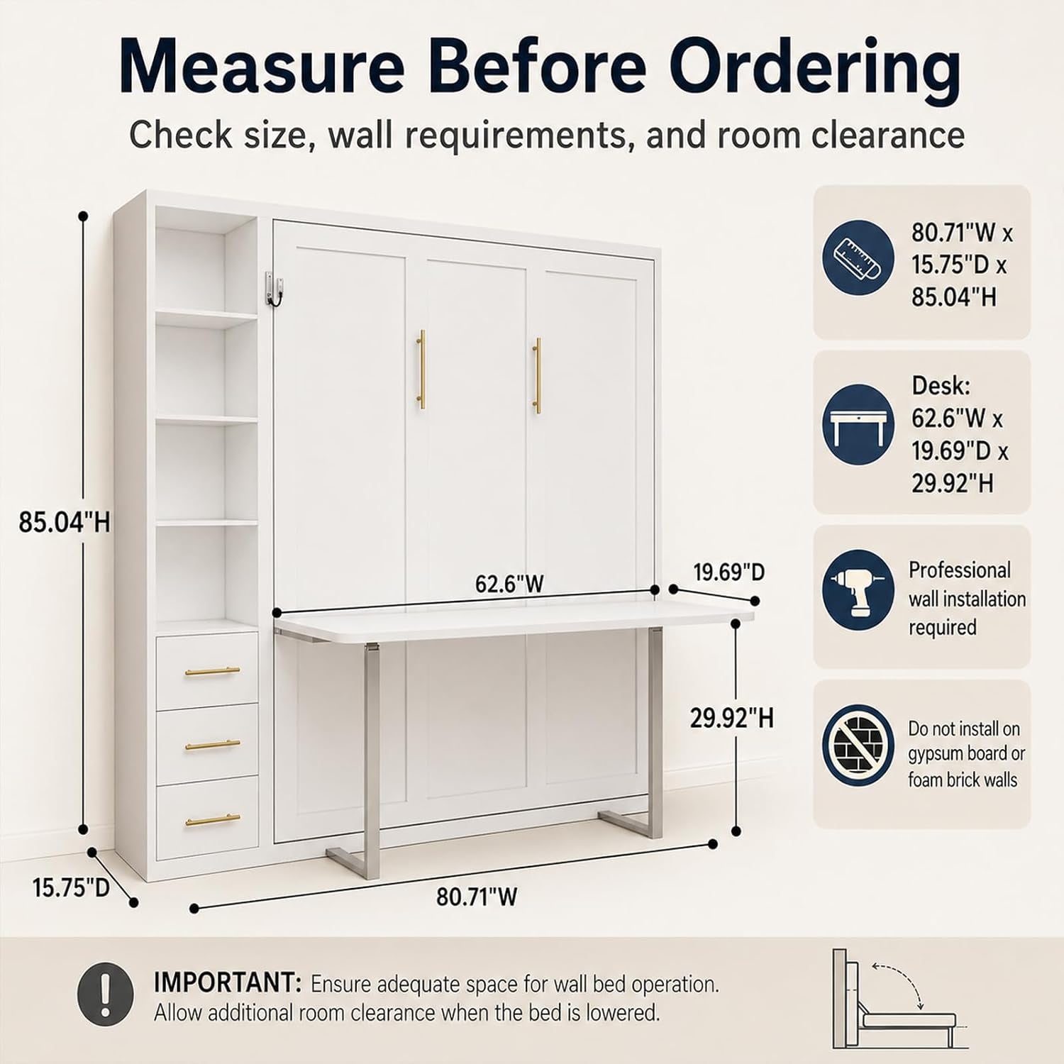 queen-size-murphy-bed-with-desk-and-single-side-cabinet-white-wall-bed-with-bookcase-shelves-3-drawers-automatic-legs-hydraulic-assist-space-saving-bed-for-bedroom-guest-room-home-office