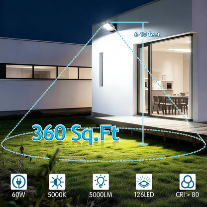 60W Outdoor LED Wall Light 360° Rotatable Panel 5000K IP65 2Pack5