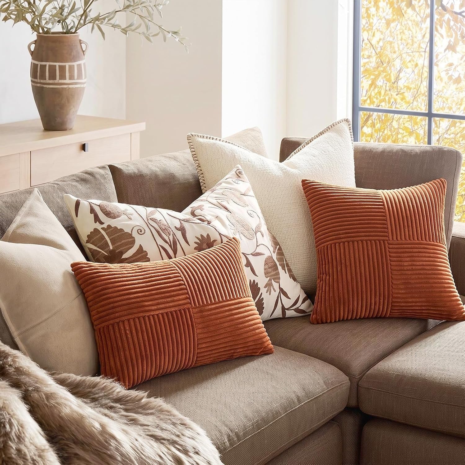 2-packs-rust-boho-decorative-throw-pillow-covers-18x18-inch-for-couch-bed-sofa-farmhouse-fall-home-decor-soft-corss-corduroy-patchwork-textured-terracotta-accent-cushion-case-45x45-cm