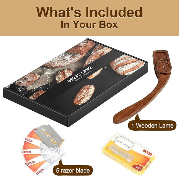 Innovative Magnetic Bread Lame Bread Scoring Tool,Bread Lame Cutter,Bread Scoring Knife for Bread Baking & Sourdough Baking,Bread Razor Tool with 5 Razor Blades-Black Walnut Wood6