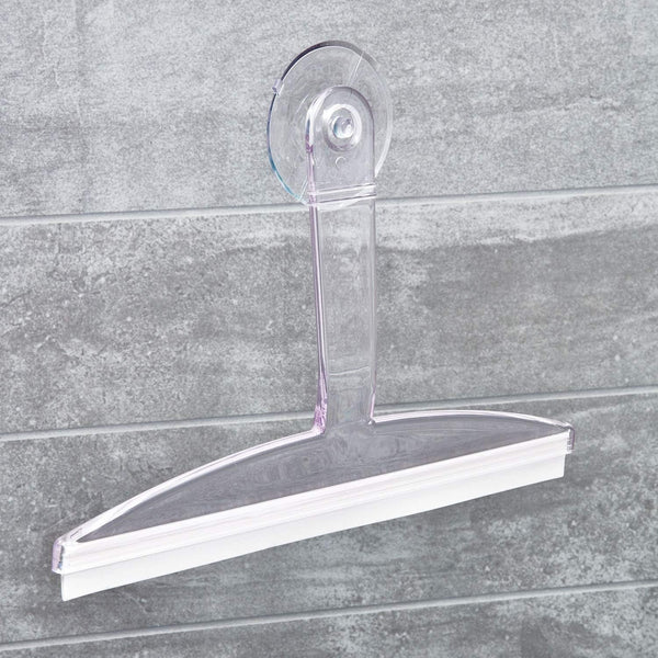 22300 Plastic Plastic Suction Squeegee with Storage Hook Shower, Window, and Mirror Accessory for Master, Guest, Kids' Bathroom Cleaning, 12" X 10", Clear2