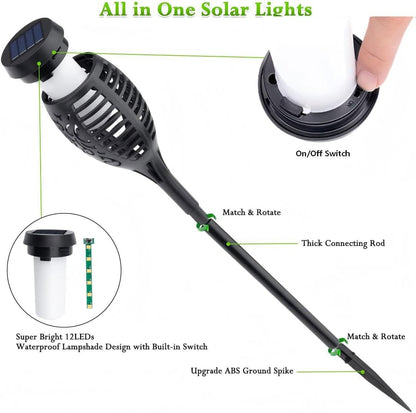 Outdoor Solar Lights, 6Pack Solar Torch Light with Flickering Flame5