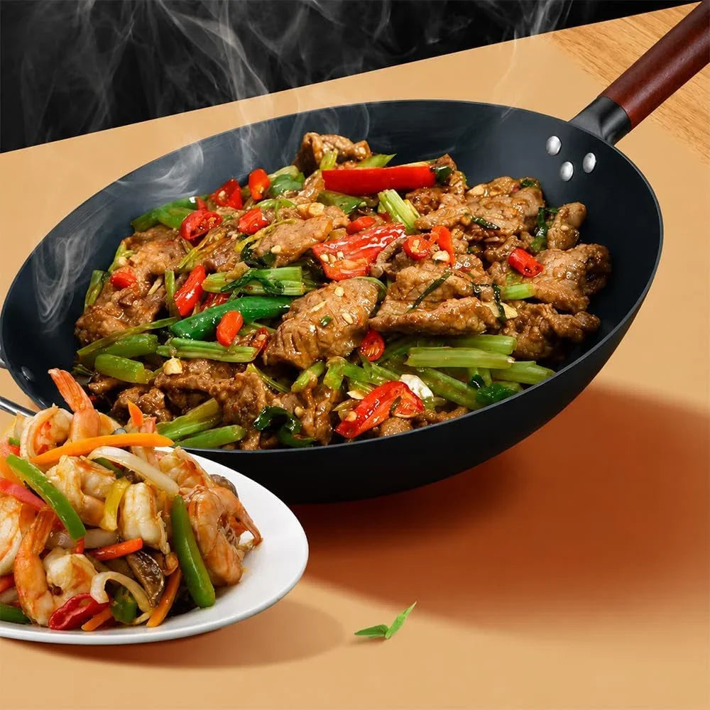 13-5-inch-carbon-steel-wok-pan-with-wooden-handle-pre-seasoned-round-bottom-wok-for-gas-stovetop-natural-non-stick-stir-fry-pan-for-authentic-asian-cooking