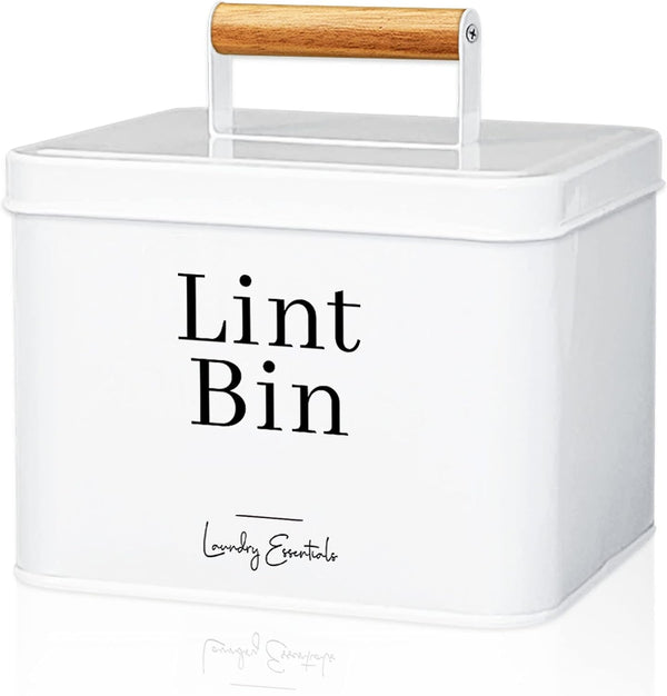 Modern Farmhouse Lint Bin for Laundry Room Decor and Accessories (White)1