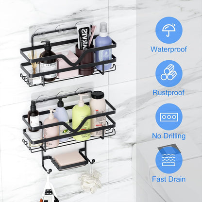 Adhesive Shower Caddy No Drilling Bathroom Organizers, 3 Pack6
