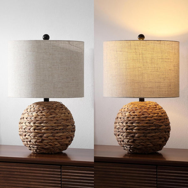 Camilo Coastal Woven Rattan Globe Table Lamp 21.5", Brown6