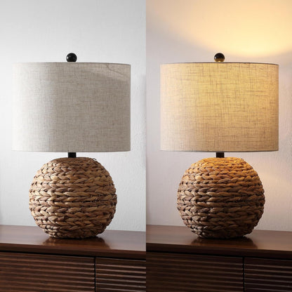 Camilo Coastal Woven Rattan Globe Table Lamp 21.5", Brown6