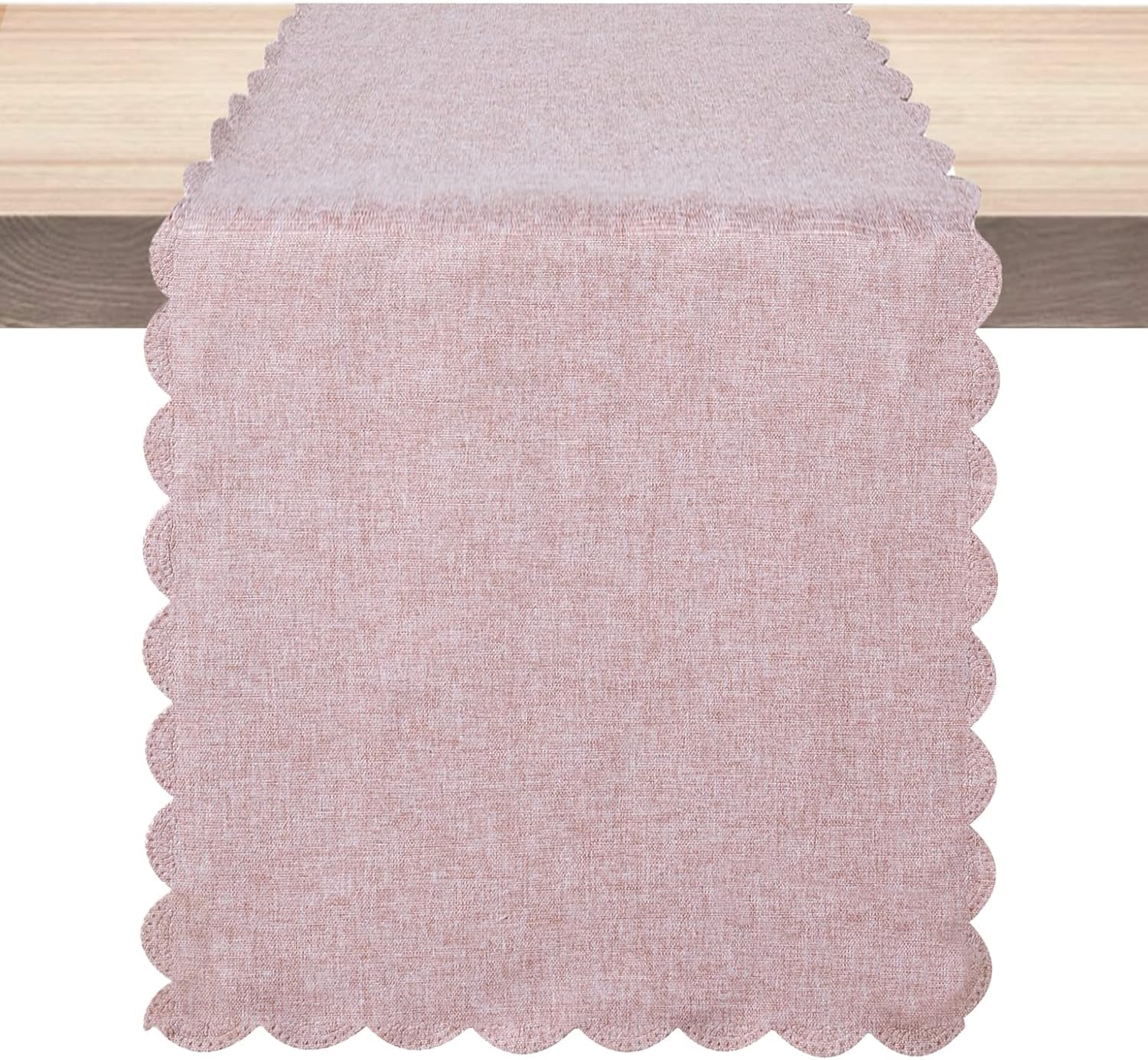 pink-cotton-table-runner-13-x-72-in-long-farmhouse-scallop-style