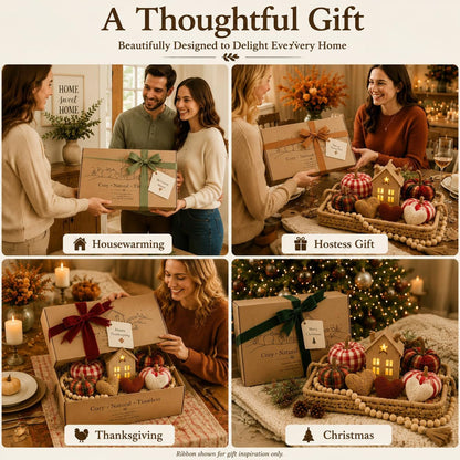 Cozy Decor Set for Home, Fall Decor with LED House & Woven Basket | Ready-To-Style Decor Set Cozy & Warm9