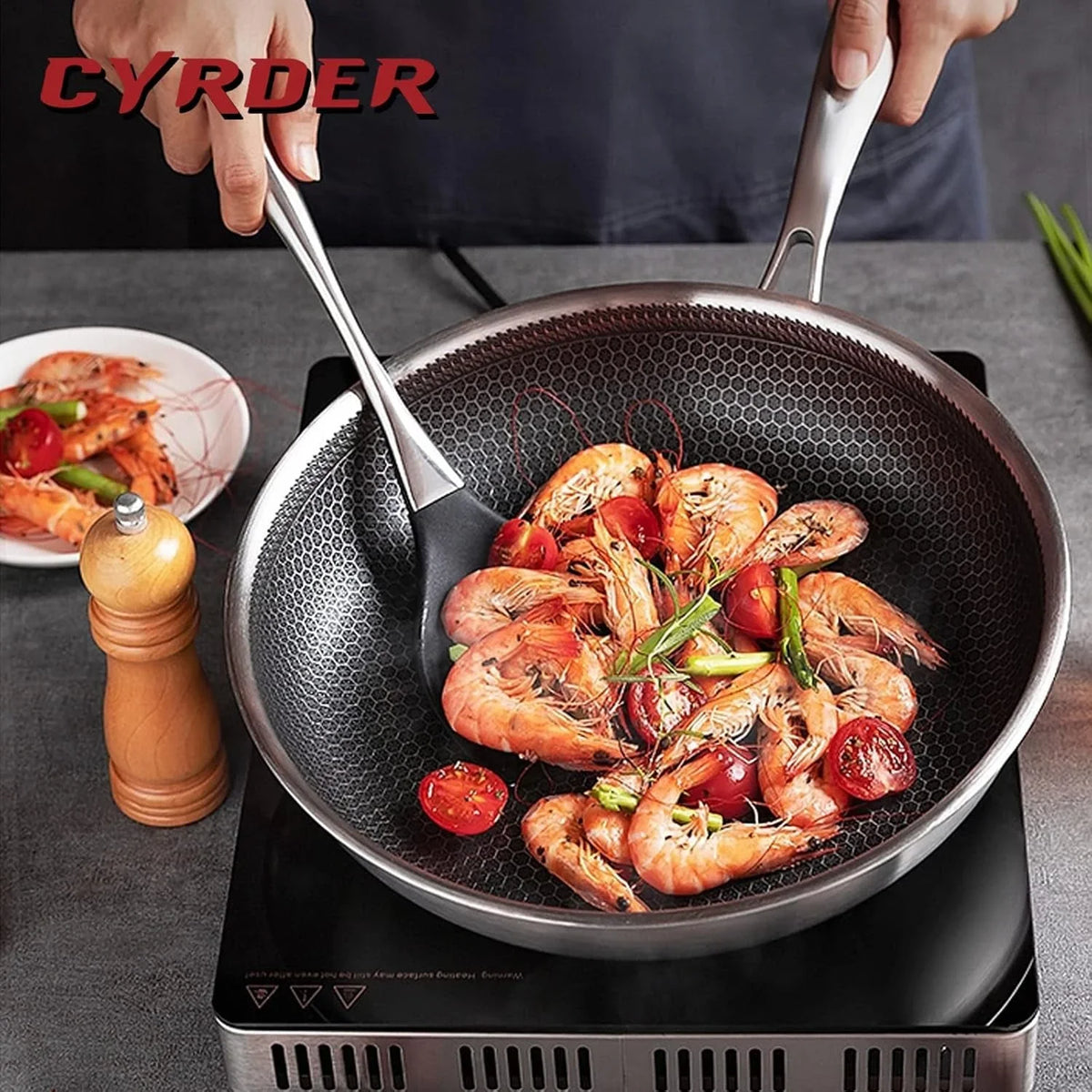 large-hybrid-nonstick-stainless-steel-pan-skillet-14-5in-pfoa-free-non-stick-wok-dishwasher-oven-safe-stay-cool-handle-works-with-induction-cooktop-ceramic-gas-electric-stove