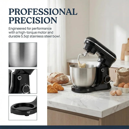 Electric Stand Mixer with Bowl 6.5QT Stainless Steel, 10 Speeds Kitchen Stand up Mixer for Baking Cakes Cookie Bread Salad Food with Egg Whisk, Dough Hook, Flat Beater - Portable Baking Mixers6