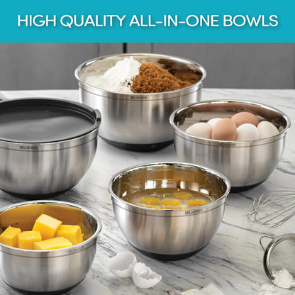 Mixing Bowls with Lids Set of 5 - Stainless Steel Nesting Metal Bowl Set4