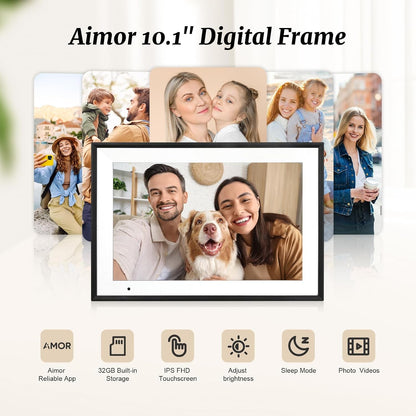 Digital Picture Frame 10.1 Inch Digital Photo Frame 32GB Storage, Wifi Picture Frame With1280X800 IPS Touch Screen, Auto-Rotate Photo Frame Share Your Photos and Videos via Aimor App, Black2