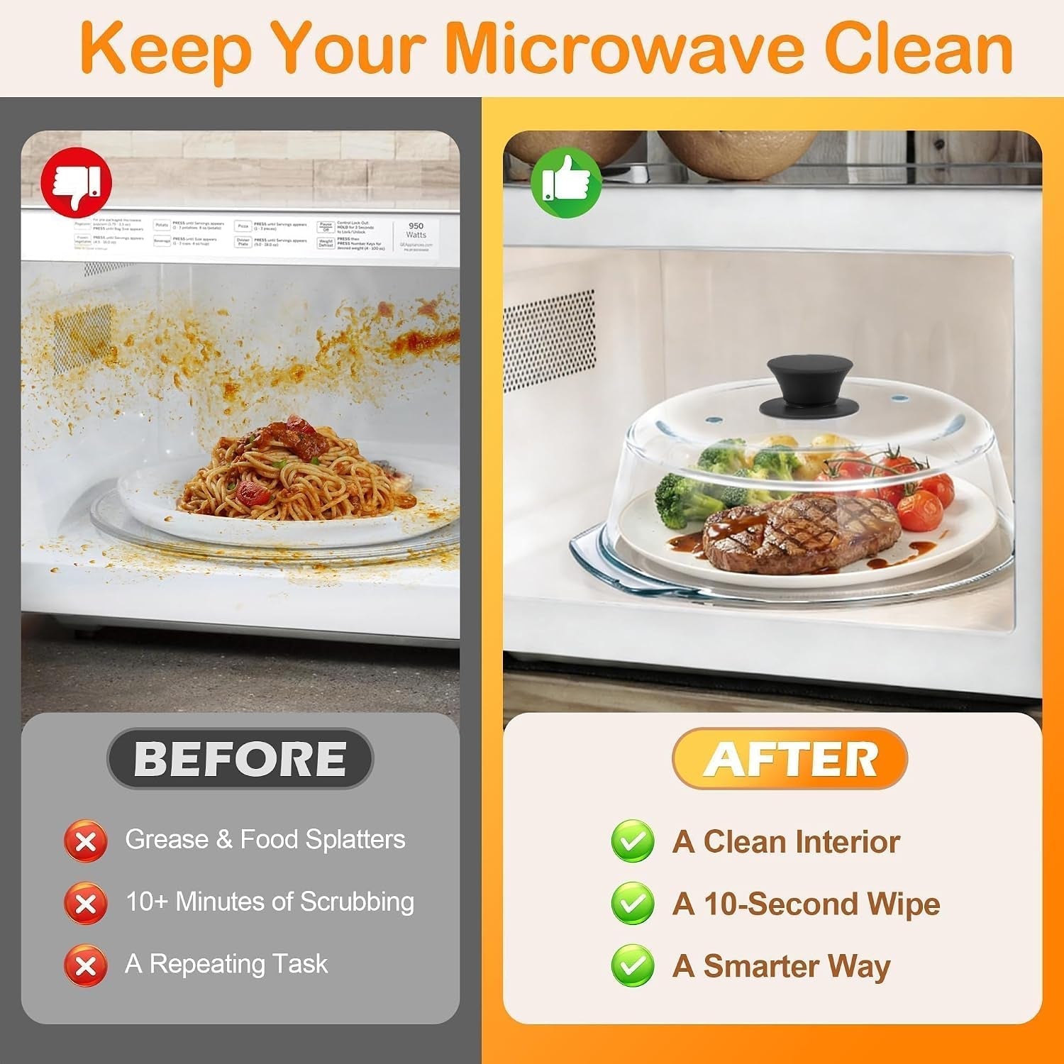 glass-microwave-splatter-cover-for-food-with-microwave-place-mat-sturdy-plate-guard-lid-with-vent-holes-and-easy-grip-silicone-handle-bpa-free-dishwasher-safe-black