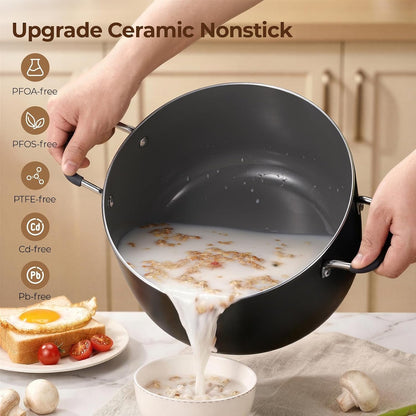 10 Quart Nonstick Stock Pot with Lid, Ceramic Soup Pot with Lid, Induction Cooking Pot with Silicone Handle for All Stoves, Healthy Non-Toxic Cooking Pot for Stew/Pasta, PFAS & PFOA Free7