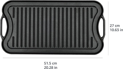 Pre-Seasoned Cast Iron Reversible Rectangular Grill/Griddle with Even Heat Distribution, Black, 20 X 10.63 X 0.98 Inch3