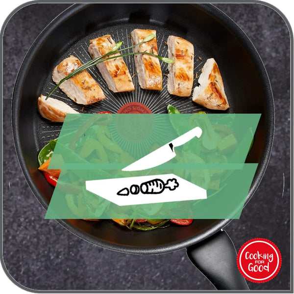 Tefal C38819 Hard Titanium Essential Wok Pan 28 Cm | Non-Stick Coating with Titanium Particles | Thermal Signal Temperature Indicator | Dishwasher Safe | Made in France | Black8