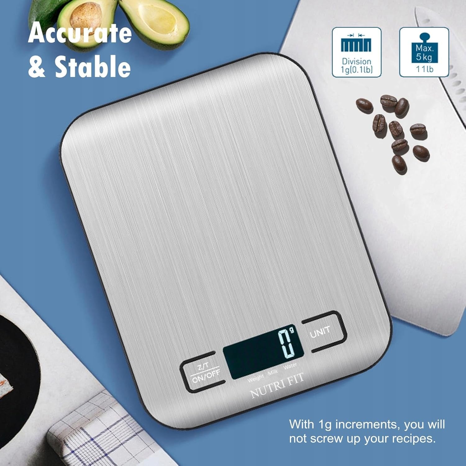 food-scale-kitchen-scales-digital-weight-grams-oz-for-weight-loss-stainless-steel-panel-1g-increment-max-11lbs-backlit-screen-smart-tare-easy-to-use-for-baking-cooking-2-aaa-batteries