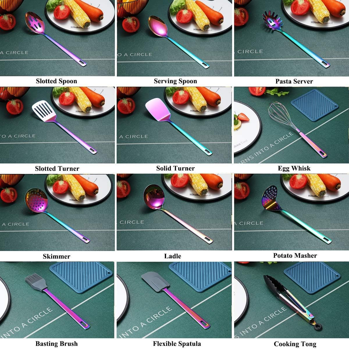 rainbow-kitchen-utensils-set-13-pieces-stainless-steel-cooking-utensils-set-with-titanium-rainbow-plating-kitchen-tools-set-with-utensil-holder-for-non-stick-cookware-dishwasher-safe-13-packs