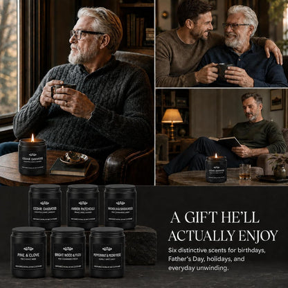 Scented Candles for Men, 6 Pack, 42 Oz Soy Wax, 300 Hours, Gift Set for Men7