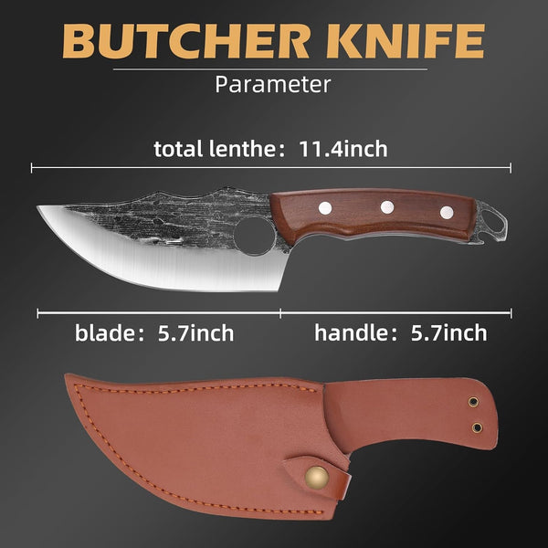 6 Inch Meat Cutting Boning Knife, German Steel, with Sheath7