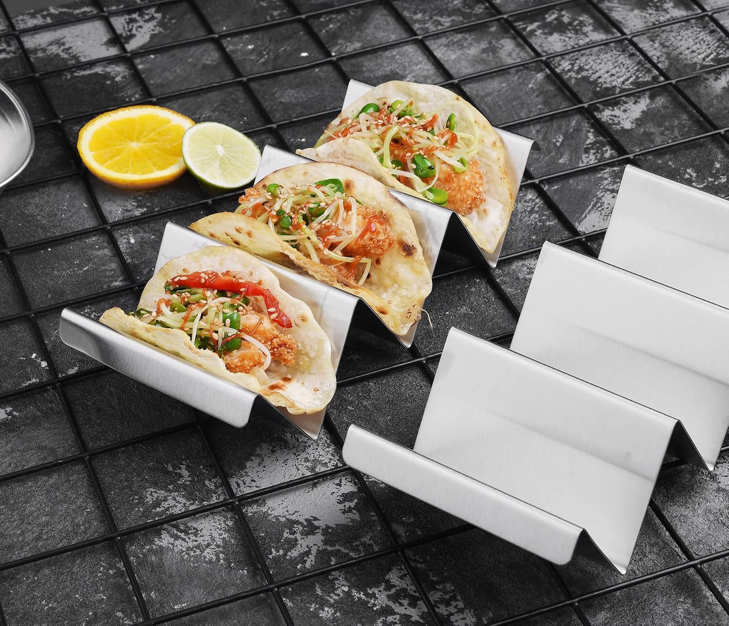 taco-holders-4-packs-stainless-steel-taco-stand-rack-tray-style-oven-safe-for-baking-dishwasher-and-grill-safe