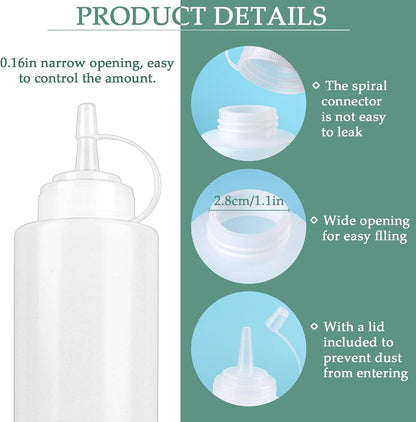 12 Oz Semi-Transparent Soft Plastic Condiment Squeeze Bottle, Leak-Proof, Plastic Squirt Bottles for Sauce, Syrup, and Oil3