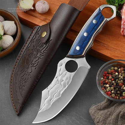 Meat Cleaver,Cleaver Knife 5.1 Inch Forged Stainless Steel Boning Knife Kitchen Cleaver Barbecue Meat Fruit Fishing Utility Knife with Wood Handle3