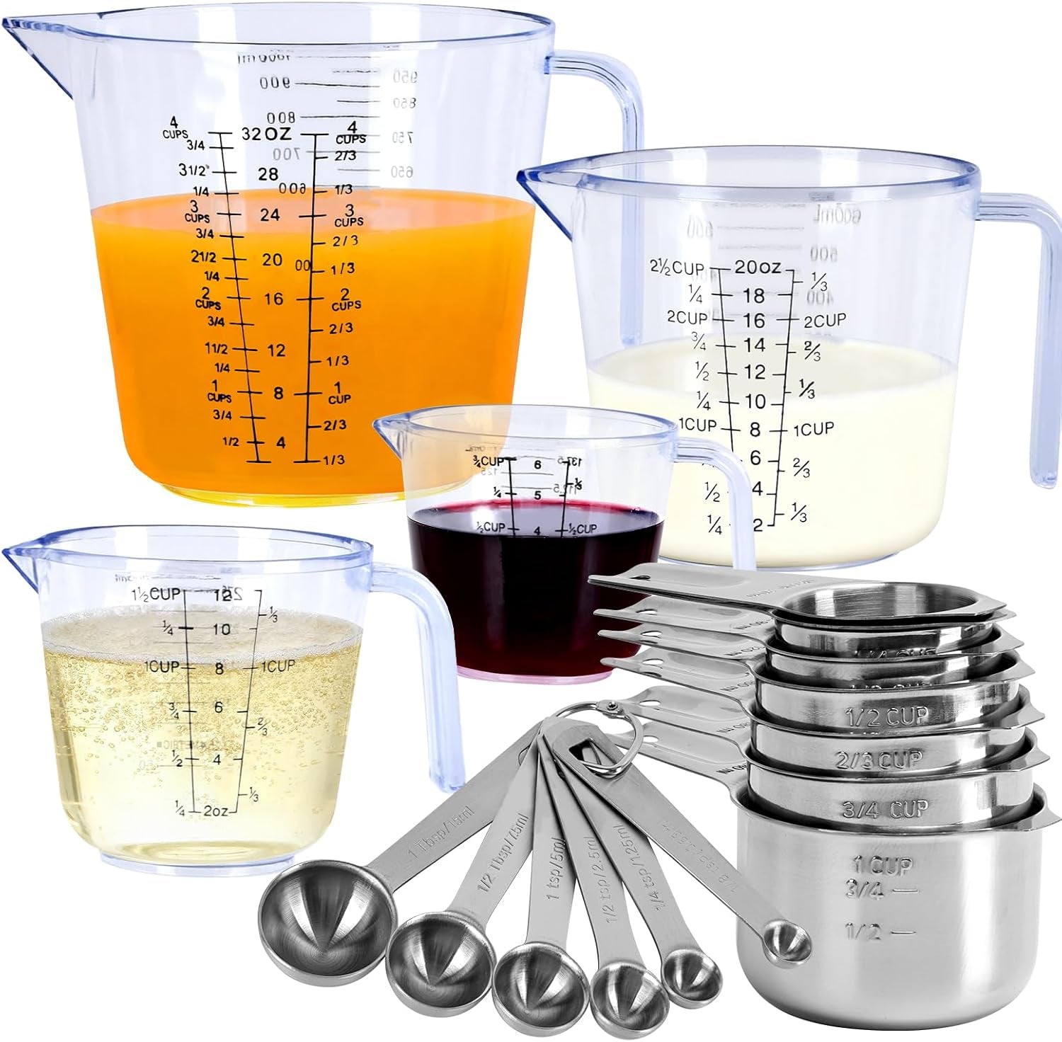 7x-stainless-steel-measuring-cups-with-6x-measure-spoons-set-4x-py-res-plastic-liquid-measurings-cups-for-liquids-kitchen-gadgets-for-cooking-baking-utensils-christmas-gift-17pcs