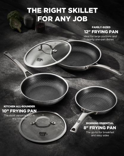 Non Stick Frying Pans,12-Inch Stainless Steel Skillet,Pan with Lid | Hybrid Nonstick | Pfoa-Free | Non-Toxic | Induction Compatible | Oven & Dishwasher Safe2