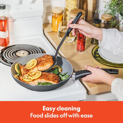 Cookware Set with Glass Lids with Nonstick, PFOA Free and Scratch Resistant Surface, Aluminum Bakeware, Pots and Pans, Storage Bowls & Utensils, Compatible with All Stovetops, 21 Piece, Gray7