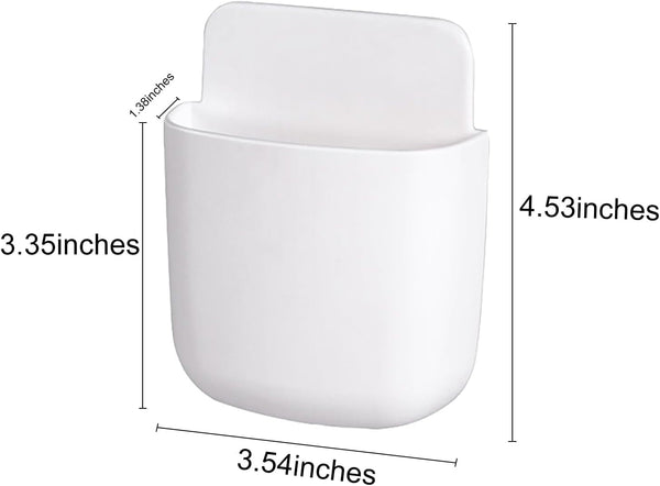 1Pcs Wall-Mounted Storage Box Space-Saving Wall Organizer for Phone Remote Small Items Creative Hanging Storage Easy Install No Electricity Needed(White)5