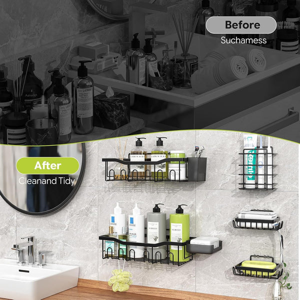 Adhesive Shower Caddy, 5-Pack Large Capacity Shower Shelves7