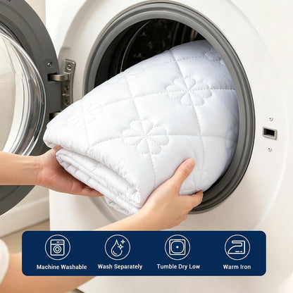 100% Waterproof Mattress Protector Queen Size, Ultra-Soft Breathable Noiseless Mattress Pad with Deep Pocket 6"-18" Depth, Oil & Stain Resistant Bed Wetting Mattress Cover Washable (White)9